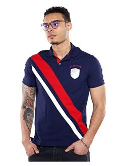 Short Sleeve Slim Fit Diagonal Pieced Jersey Polo