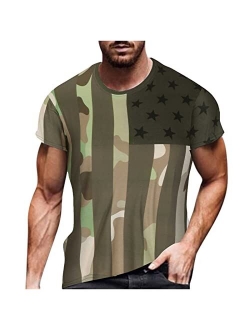 Pafei Tyugd Camo T-Shirt for Men Military Shirt Camouflage T-Shirt Big and Tall Shirts Camo Shirt, Men's Summer Short Sleeve Tops