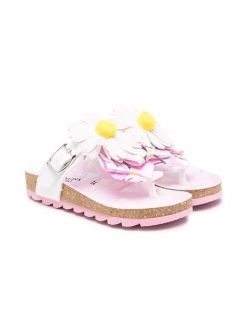 Monnalisa daisy-embellished buckle sandals