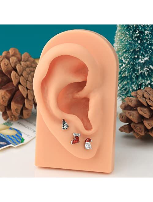 OUFER 3PCS Christmas Tragus Earrings Cartilage Earring 316L Surgical Steel Stud Earring Body Ear Piercing Jewelry Helix Earring