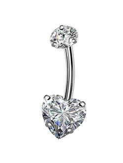 Titanium Belly Rings 14G G23 Solid Titanium Faceted Cubic Zirconia Navel Rings Belly Button Body Piercing Jewelry