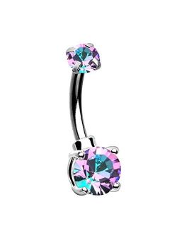 14G Stainless Steel Belly Button Ring Sparkle Internally Threaded Navel Rings Belly Piercing Jewelry
