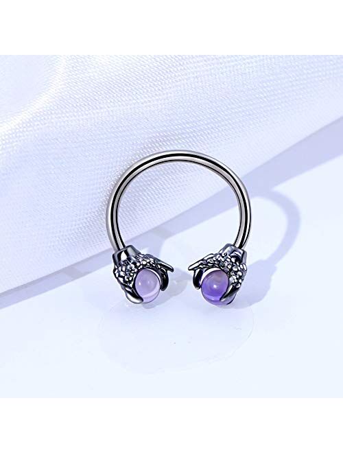 OUFER 18G Septum Rings, 316L Surgical Steel Nose Rings Hoop, Dragon Claw Daith Piercing Jewelry, Tragus Helix Cartilage Earrings