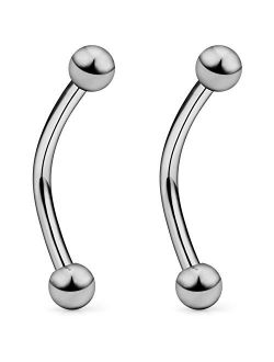 SCERRING 2-8PCS 14G G23 Titanium Curved Eyebrow Barbell Tragus Helix Ear Belly Lip Nipple Tongue Ring Body Piercing Jewelry 8-16mm