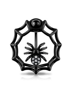 Belly Button Rings 14G 316L Stainless Steel Black Spider Belly Rings Navel Piercing Jewelry Varied Wearing Methods Navel Rings for Women