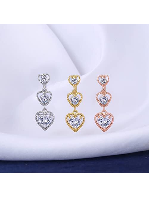 OUFER Dangle Belly Rings 316L Surgical Steel Heart Shaped Reverse Belly Button Rings Curved Ring Navel Piercing Jewelry