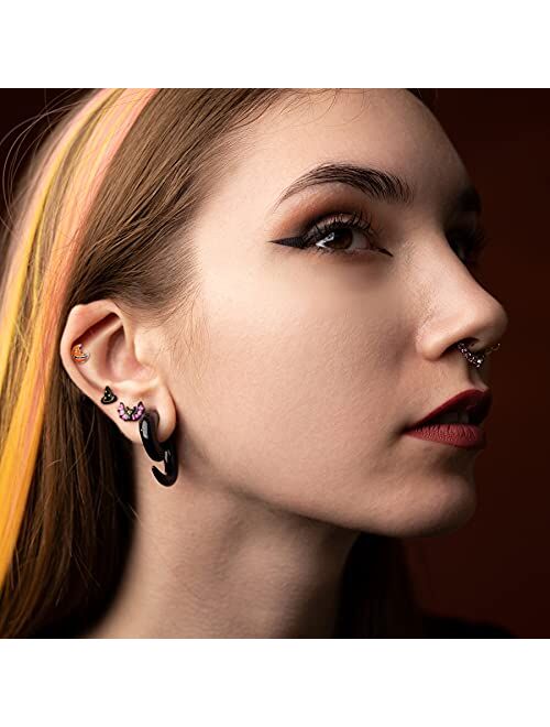 OUFER 3PCS Tragus Earrings 316L Surgical Steel Halloween Cartilage Earring Helix Stud Earrings Ear Piercing Jewelry