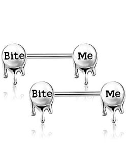 Letter Nipple Rings 2PCS 316L Surgical Steel 14G Nipplerings Barbells Body Piercing Jewelry