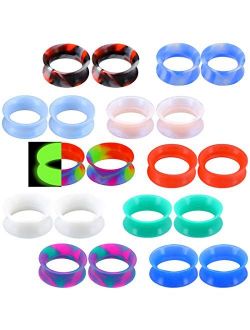 20PCS 6G-1'' Ear Gauges Silicone Expanders Soft Stretchers Flesh Tunnels Plugs Body Piercing 20PCS Mixed Color Set