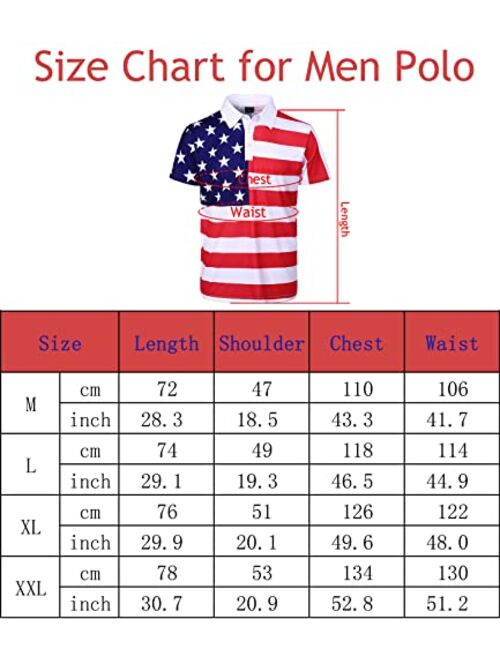 LINOCOUTON Mens American Patriotic Flag Polo Short Sleeve Shirt