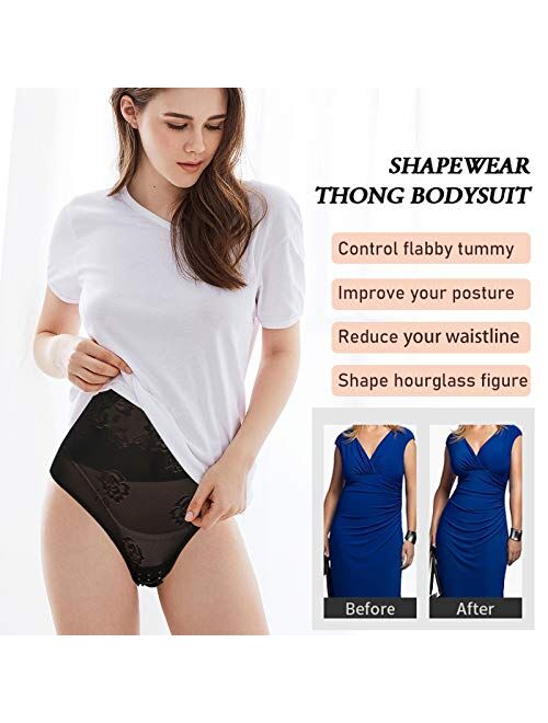 Werena Thong Shapewear Bodysuit for Women Tummy Control Body Shaper Slimmer Seamless Slimming Thong Girdle