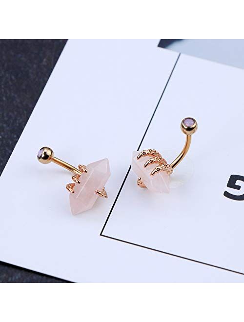 OUFER 12mm Belly Button Rings 316L Surgical Steel Belly Rings Hexagonal Prism Navel Body Piercing Jewelry