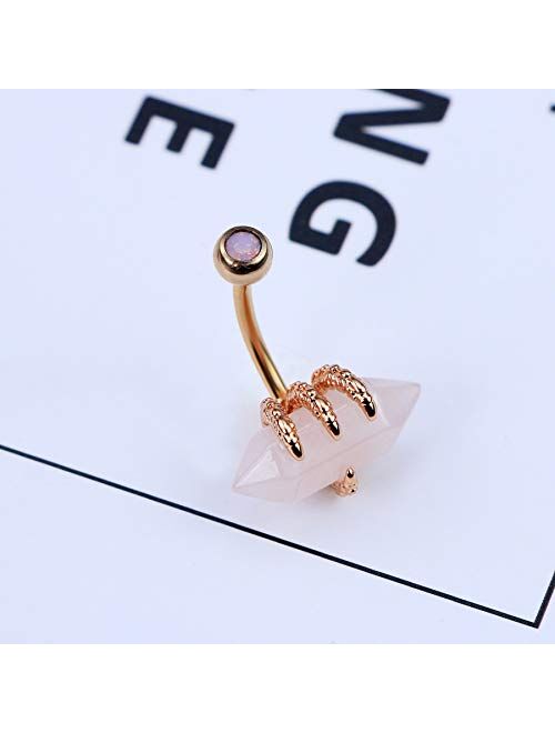 OUFER 12mm Belly Button Rings 316L Surgical Steel Belly Rings Hexagonal Prism Navel Body Piercing Jewelry