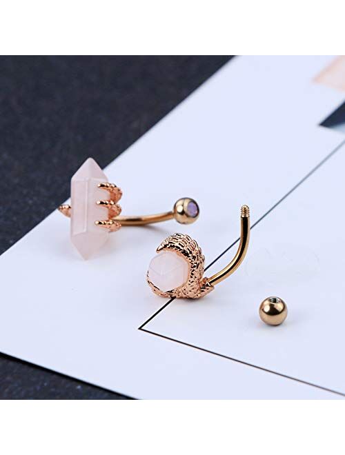 OUFER 12mm Belly Button Rings 316L Surgical Steel Belly Rings Hexagonal Prism Navel Body Piercing Jewelry
