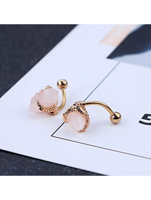 OUFER 12mm Belly Button Rings 316L Surgical Steel Belly Rings Hexagonal Prism Navel Body Piercing Jewelry