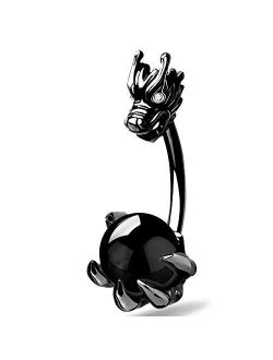 Belly Button Rings Dragon Head and Claw Catch Natural Gem 316L Stainless Steel Belly Rings Navel Jewelry Rings