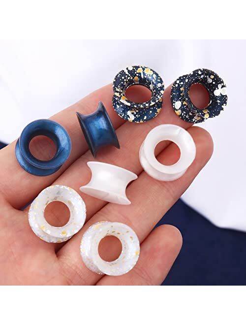 OUFER 8PCS Soft Silicone Ear Gauges Flexible Ear Skin Tunnels Earlets Plugs Stretcher Expander Set Ear Piercing Jewelry