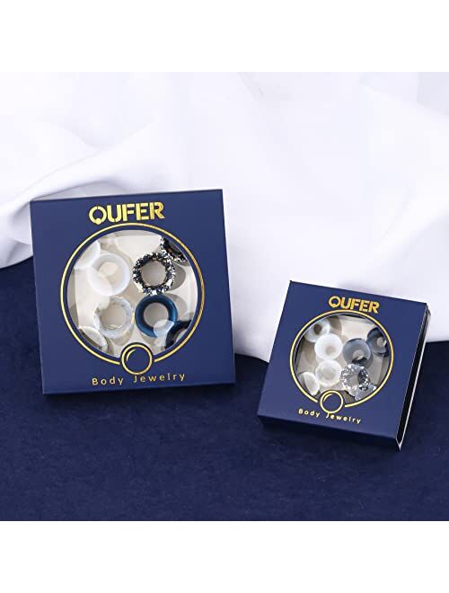 OUFER 8PCS Soft Silicone Ear Gauges Flexible Ear Skin Tunnels Earlets Plugs Stretcher Expander Set Ear Piercing Jewelry