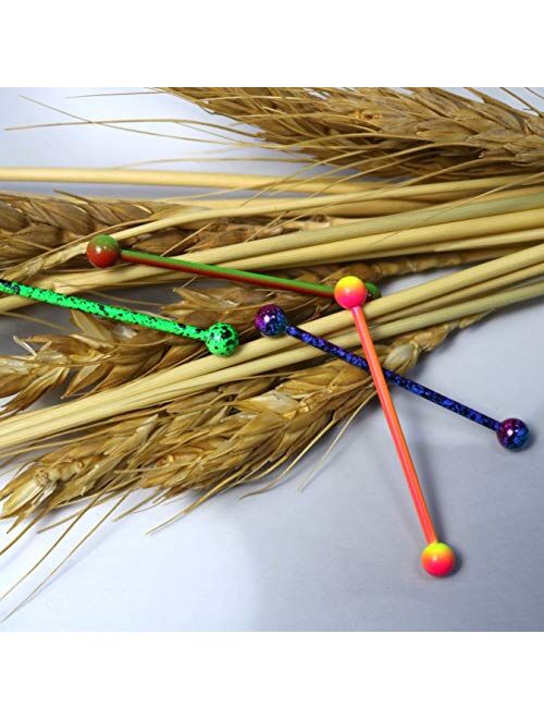 OUFER 4PCS 14G Stainless Steel Industrial Barbells Green Purple Splatter Industrial Piercings Jewelry