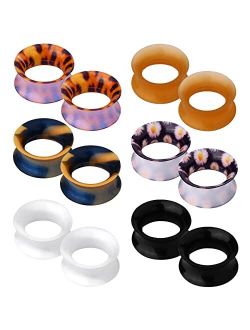 12PCS Soft Silicone Tunnels Ear Gauges Flesh Tunnels Plugs Double Flared Ear Piercing Jewelry Stretchers Expander Mix Color Set for Women Men