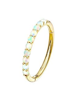14K Solid Gold Helix Tragus Earrings Opal Prong Set 16G Helix Inner Conch Tracking Nose Hoop