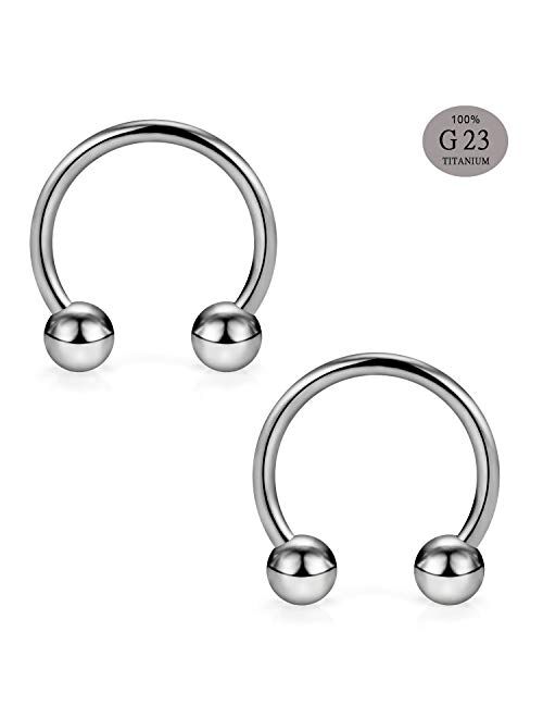 SCERRING 2-8PCS 16G G23 Titanium Horseshoe Septum Ring Nose Rings Hoop Helix Daith Cartilage Tragus Earrings Nipple Eyebrow Body Piercing Jewelry 8mm 10mm 12mm 14mm