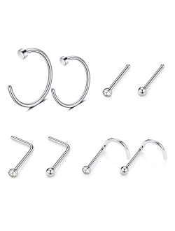 GAGABODY G23 Titanium Nose Ring Hoop 20G 18G Nose Rings Studs Screw L-Shaped Nose Hoop Nose Stud Tragus Cartilage Helix Earrings Hoop Nose Piercing Jewelry