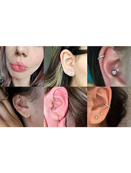 GAGABODY Grade 23 Titanium 6mm to 14mm Body Piercing Rings for Nose Ear Lip Septum Conch Daith Lobe Helix Tragus Cartilage 20G 18G 16G 14G Hinged Clicker