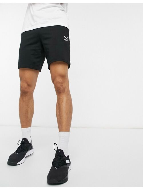 Puma logo jersey shorts in black