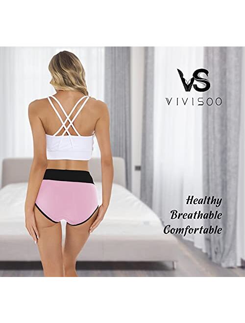 VIVISOO Women's Stretch Cotton Underwear High Waisted Panties Soft Breathable Briefs 5-Pack