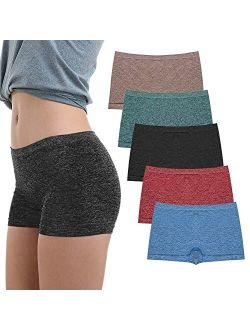 Laleste Women's Boyshort Underwear Full Coverage Seamless Panties Soft Stretch Boxer Briefs 5 Packs
