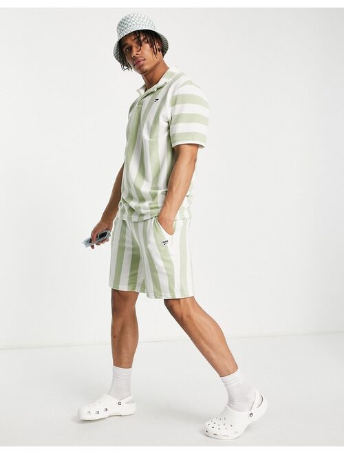 PUMA Downtown terrycloth shorts in green stripe - Exclusive to ASOS