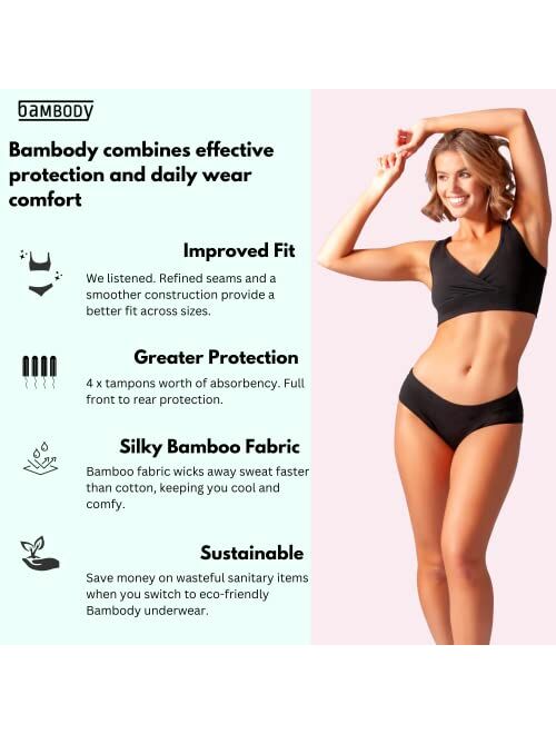 Bambody Absorbent Brief: Super Comfy Period Panties | Protective Underwear for Women, Girls and Teens