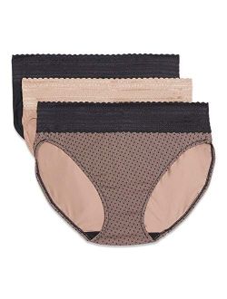Women's Blissful Benefits Dig-Free Comfort Waistband with Lace Microfiber Hi-Cut 3-Pack 5109w