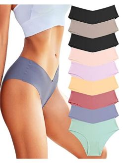 Rosycoral Women’s Seamless Bikini Panties Soft Stretch Invisibles Briefs No Show Hipster Underwear cheeky 9 pack XS-L