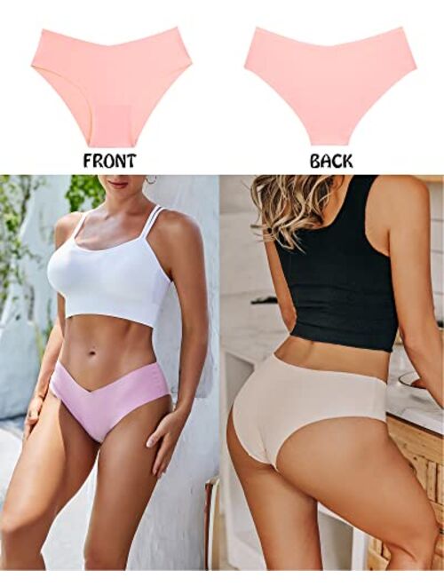 Rosycoral Women’s Seamless Bikini Panties Soft Stretch Invisibles Briefs No Show Hipster Underwear cheeky 9 pack XS-L