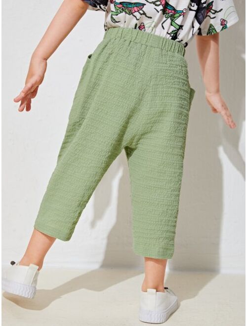 SHEIN Toddler Boys Textured Elastic Waist Pants