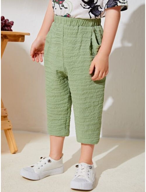 SHEIN Toddler Boys Textured Elastic Waist Pants