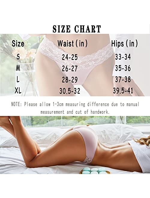 Cute Byte Seamless Underwear for Women Sexy No Show Bikini Panties Lace Ladies High Cut Hipster Invisible Stretch Cheeky 6 Pack S-XL