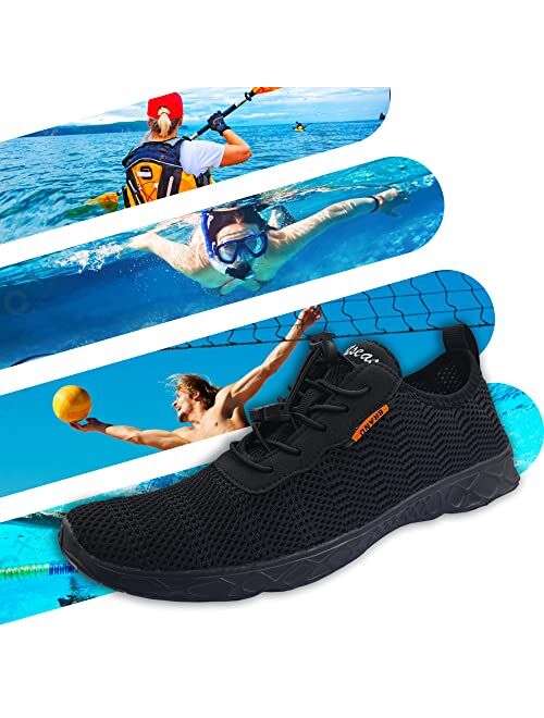 Whatseaso Water Shoes for Women Men with Small Zipper Pocket, Lightweight and Quick Dry Adult Aqua Barefoot Shoes for Beach Walking Water Aerobics