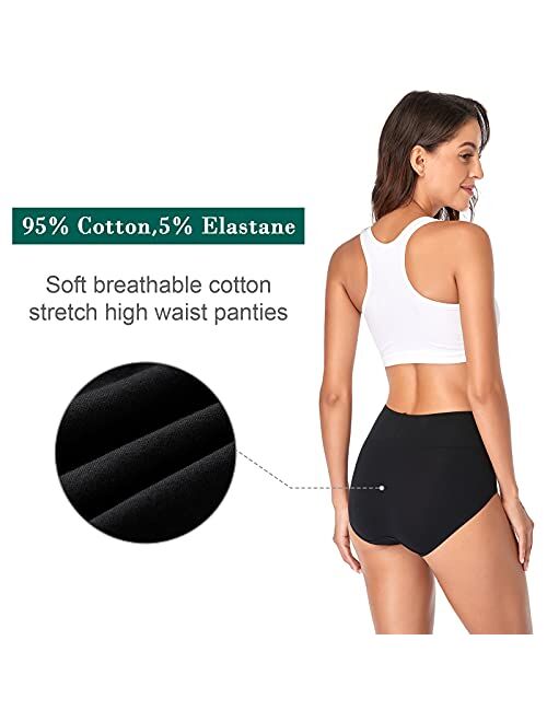 Annenmy Women's High Waist Cotton Underwear Soft Brief Panties Regular and Plus Size