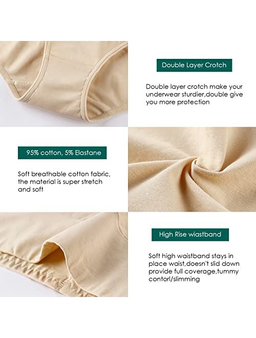 Annenmy Women's High Waist Cotton Underwear Soft Brief Panties Regular and Plus Size