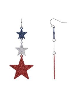 Celebrate Together Americana Glitter Star Nickel Free Drop Earrings