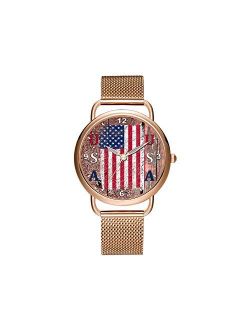 Fcl Luxury Christmas Watches Women's Fashion Birthday Gift Japanese Quartz Girl's Rose Gold Bracelet Watch Distressed American Flag Watch