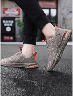 Men Letter Embroidered Lace-up Front Running Shoes