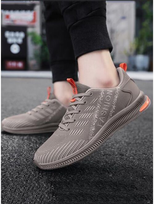 Shein Men Letter Embroidered Lace-up Front Running Shoes