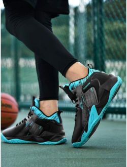 Men Two Tone Lace-up Front Basketball Shoes