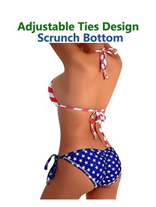 Bfa Womens USA Flag Bikini July 4th Patriotic American Flag Swimsuit for Women