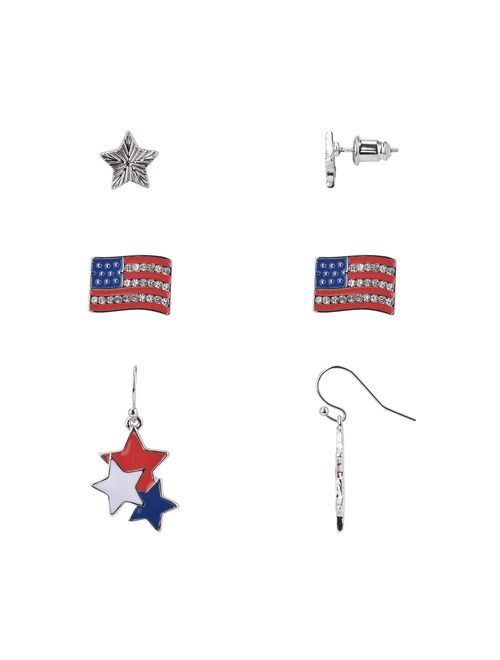 Celebrate Together Americana Flag Nickel Free Earring Set of 3