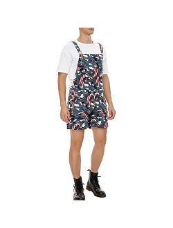 Zhangyan Denim Overalls with Printed American Flag Overalls with Bibs for Men and Women